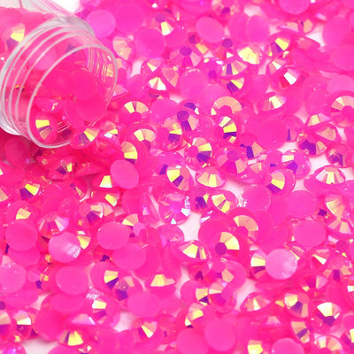 Neon Pink AB Jelly Flatback Resin Rhinestones Pack of 1000