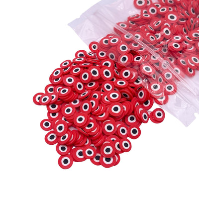 Red Evil Eye Polymer Clay Slices