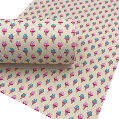 Ice Cream Cone - Sweet Summer Premium Faux Leather Sheets, Custom Leather Sheets, Exclusive Design, Leather for Earrings