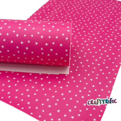 Pink Stars Smooth Faux Leather Sheets