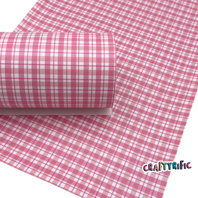 Pink Plaid Smooth Faux Leather Sheets