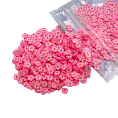 5mm Baby Pink Flowers Polymer Clay Slices