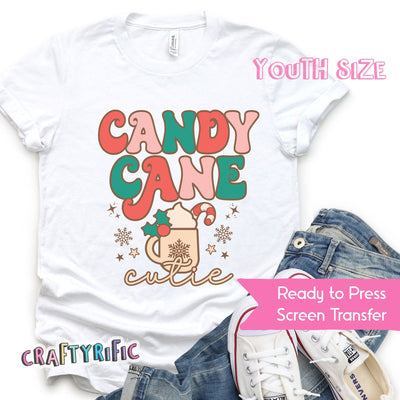Youth Candy Cane Cutie Matte Thin Screen Print Transfer