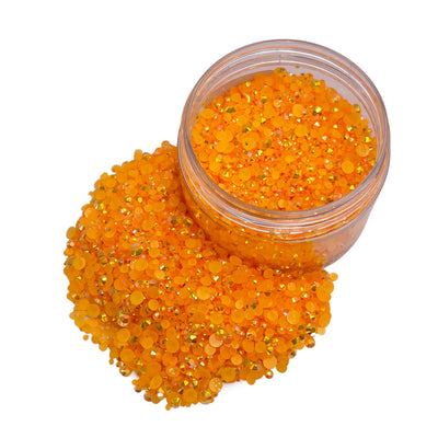 Light Orange Mixed Size Jelly Resin Rhinestone 4oz Jar