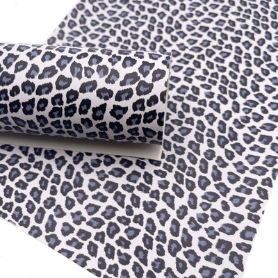GRAY MINI LEOPARD Print Smooth Faux Leather Sheets