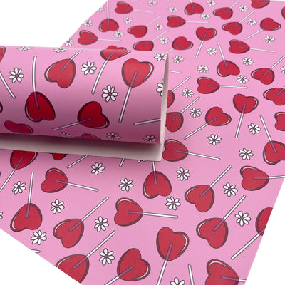 Heart Lolipop Smooth Faux Leather Sheets, 8x11 Size, Custom Leather Sheets, Leather for Earrings