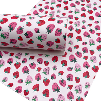 Strawberries Custom Print Faux Leather Sheet
