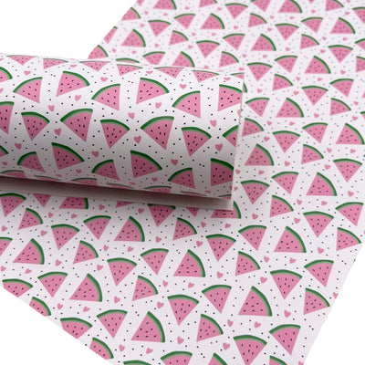Pink Watermelon Slices Custom Print Faux Leather Sheet