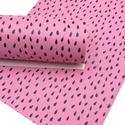 Pink Watermelon Seeds Custom Print Faux Leather Sheet