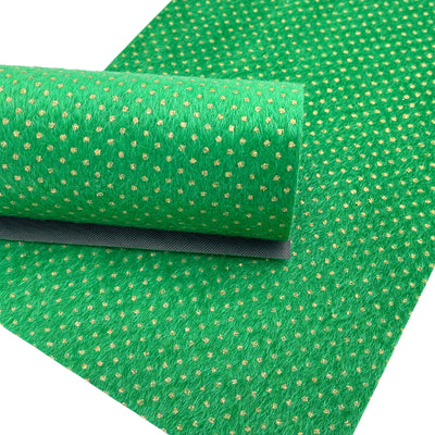 Green Polka Dot Faux Fur Fabric Sheet