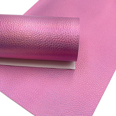 Pink Holo Pebbled Faux Leather Sheet