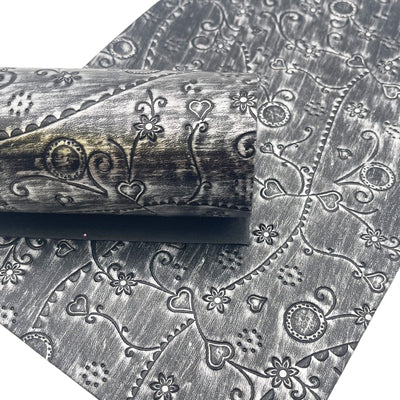 Silver Embossed Faux Leather Sheet