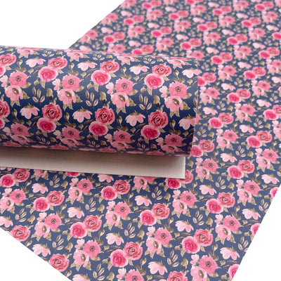 Pink Floral Faux Leather Sheet