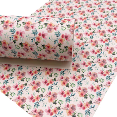 Peachy Floral Faux Leather Sheet