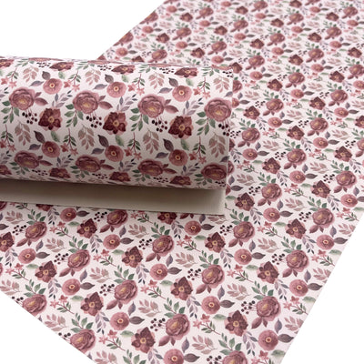 Maroon Floral Faux Leather Sheet