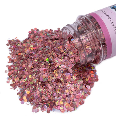 ROSE GOLD Chunky Glitter Mix, Loose Glitter, Polyester Glitter, Solvent Resistant, Premium Quality Glitter 1 oz Resealable Bag
