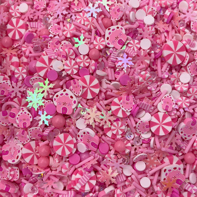Pink Christmas Polymer Clay Sprinkle Mix, Fake Sprinkles, Clay Slices for Nail Art and Slime
