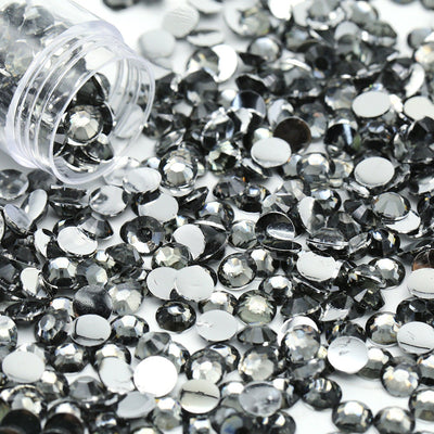 Black Diamond Flatback Resin Rhinestones 1000pcs, Choose Size and Color 3mm, 4mm or 5mm, Faceted Resin Rhinestones, Not-Hotfix