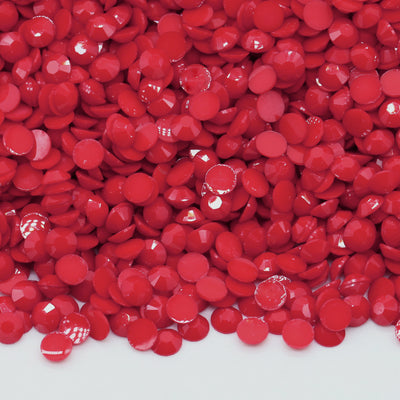 Red Lipstick Opaque Jelly Flatback Resin Rhinestones Pack of 1000, Choose Size 3mm, 4mm or 5mm, Faceted Resin Rhinestones, Not-Hotfix