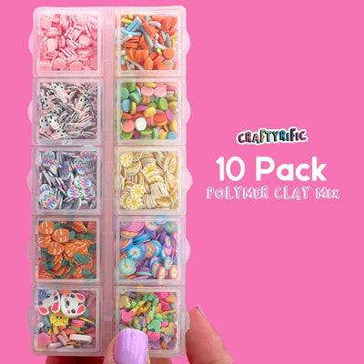 Boxed Easter Polymer Clay Container, 10 Compartment with Assorted Designs, Fake Sprinkles, Jimmies, Sprinkles for Slime and Crafts